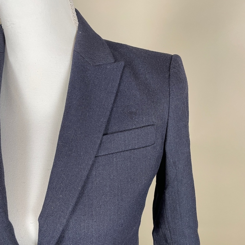 Theory Blazer In Navy Wool With Subtle Herringbon… - image 2